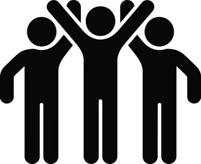 Vector Silhouette of Three People Celebrating Together Teamwork Success