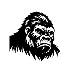 Powerful gorilla illustration isolated on white background, a symbol of strength