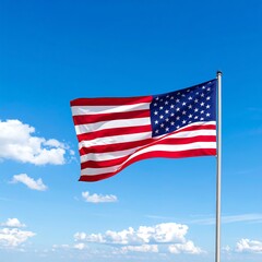 Obraz premium American flag waving in a clear sky