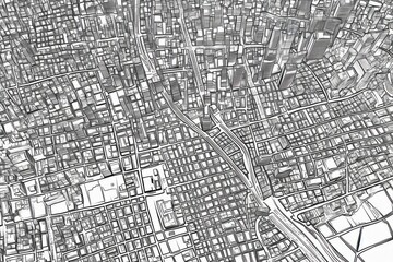 Obraz premium Detailed Aerial City Map with Urban Grid and Street Layout Design