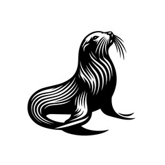 Elegant seal illustration isolated on white background, showcasing marine wildlife