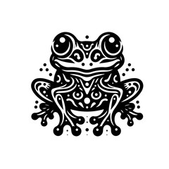 Ornate frog illustration isolated on white background with decorative patterns