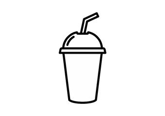 Beverage cup illustration, refreshing mood, depicting a drink with a straw on a white background with copy space