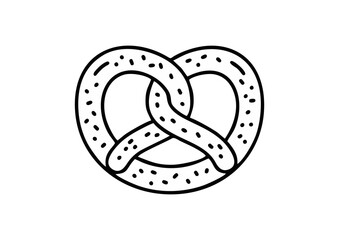 icon of pretzel in minimalist style, outline illustration, copy space