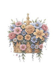 CORONA REALE CON FIORI ACQUERELLO