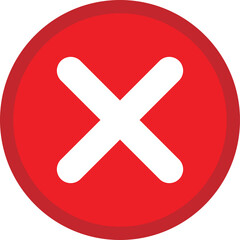 Obraz premium Red circle with white cross symbol on white background cancel close