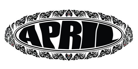 Ornate April Text with Thai Art Frame