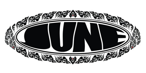 Ornate June Text with Thai Art Frame