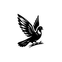 Elegant dove illustration isolated on white background, a symbol of peace