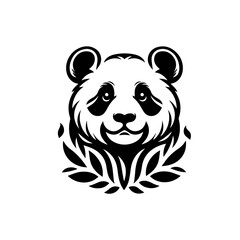 Illustration of a panda with leaves isolated on white background
