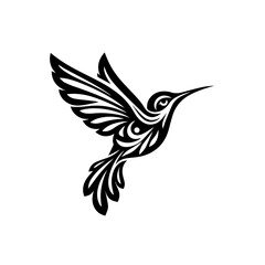 Hummingbird in flight isolated on white background, a beautiful bird illustration