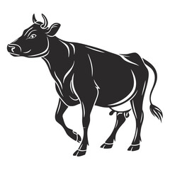 Obraz premium Isolated Black Silhouette of Cow on White Background