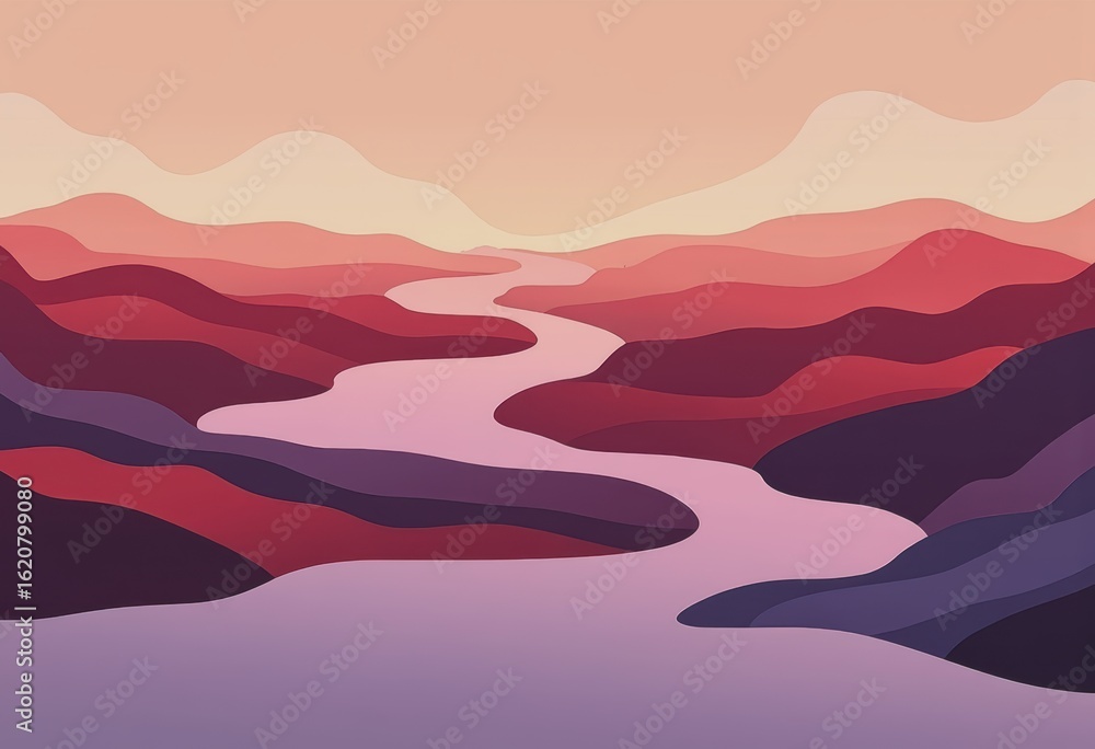 Poster abstract illustration of resilience with flowing recovery mechanism patterns