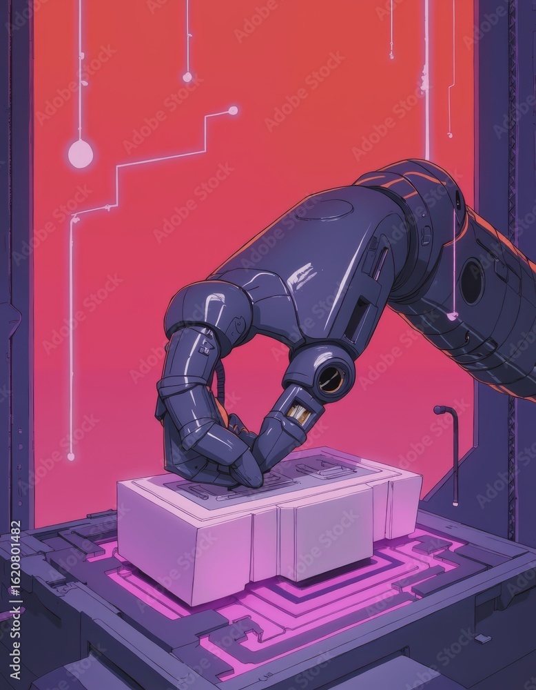 Poster robotic hand operating in an injection molding cell for precision handling