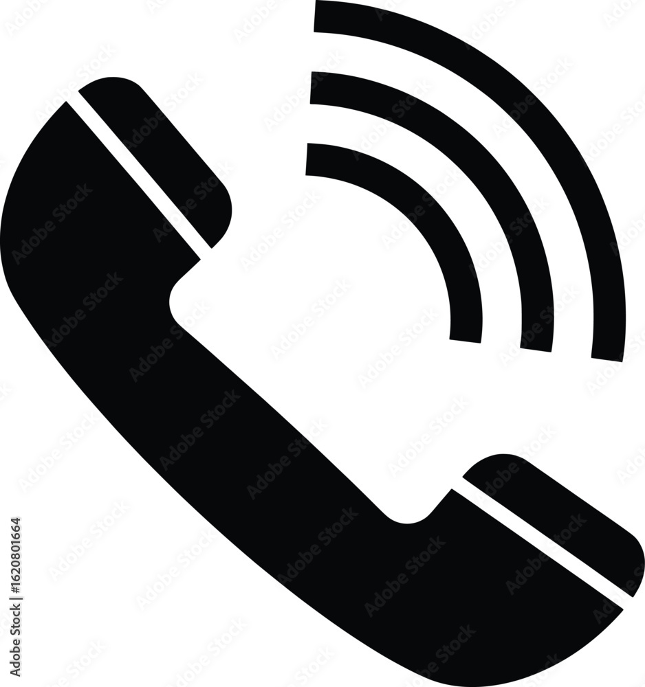 Poster vector illustration of a classic telephone receiver with sound waves emanating representing a call i