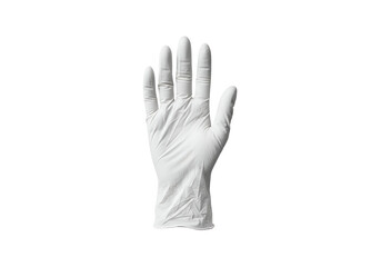 A latex glove held out in a neutral pose.