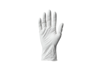 A latex glove held out in a neutral pose.