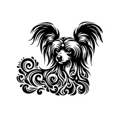 Stylized dog with tribal patterns isolated on white background