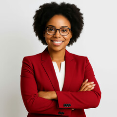 Portrait of a smiling african american businesswoman isolated on white background