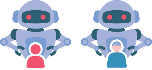 ロボットが人間を支配するイラスト