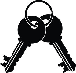 Vector illustration of two keys on a ring representing security access and the ability to unlock doors