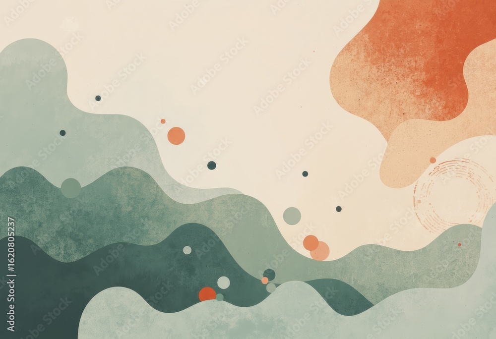 Poster abstract duality illustration featuring wave-particle nature patterns