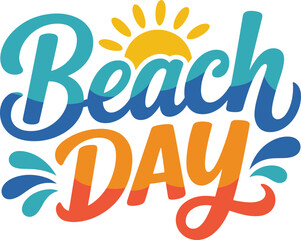Colorful "Beach Day" Lettering with Sun and Splash Icon