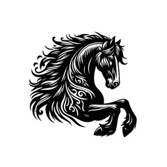 Majestic horse illustration with intricate details isolated on white background