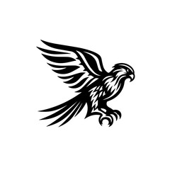 Eagle in flight illustration isolated on white background with spread wings
