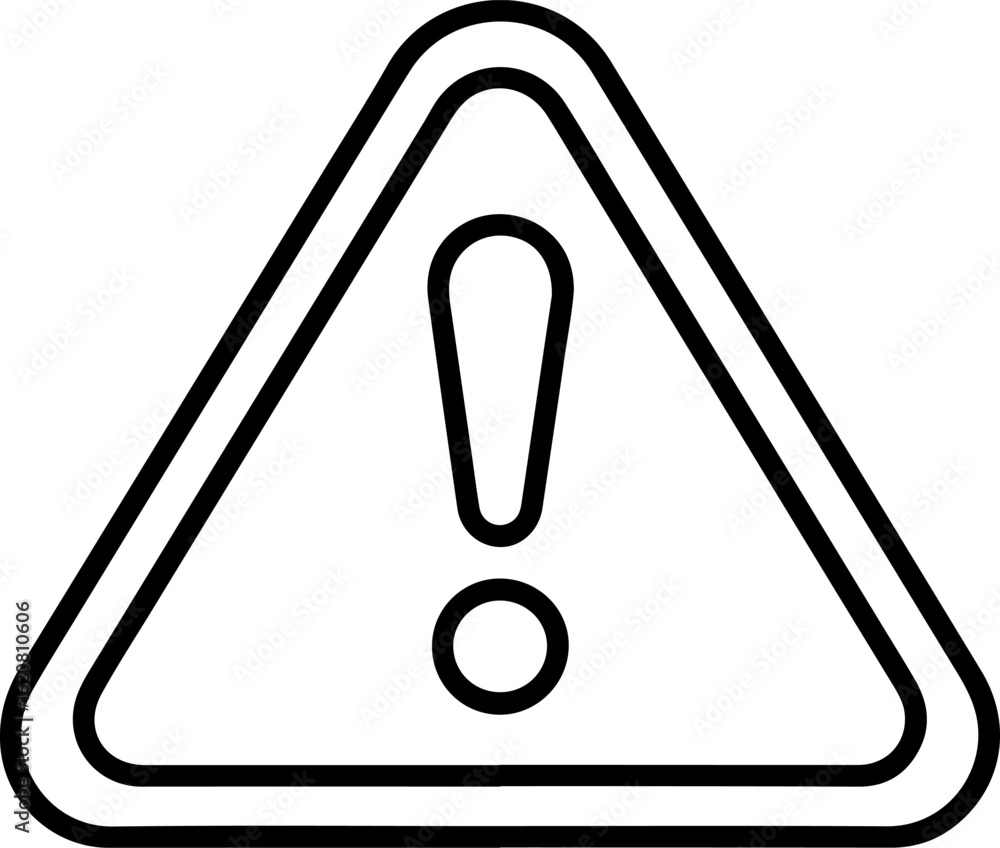 Poster black outline of a warning sign with an exclamation mark inside a triangle