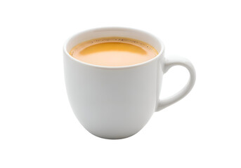 Fototapeta premium White coffee mug filled with beverage.