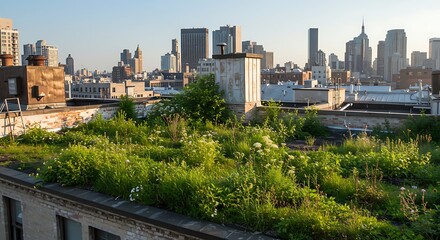 Fototapeta premium Forgotten Rooftop Garden in the City