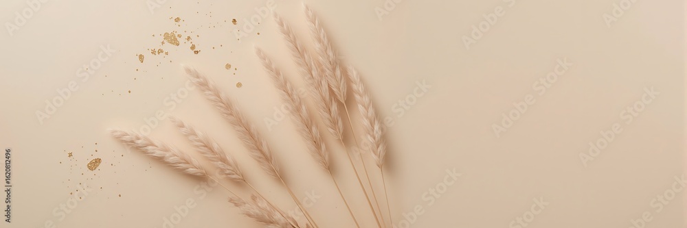 Poster delicate pampas grass arrangement on a beige background, creating a minimal and elegant style with n