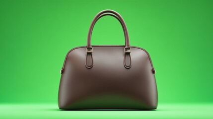 Luxury Leather Handbag on Green Background with Glowing Product Lighting – High-End Fashion Catalog Style
