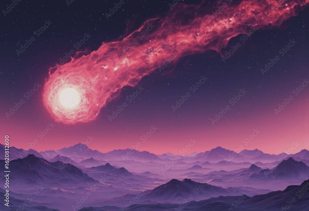 Aufkleber abstract comet illustration with vibrant ice and dust tail patterns