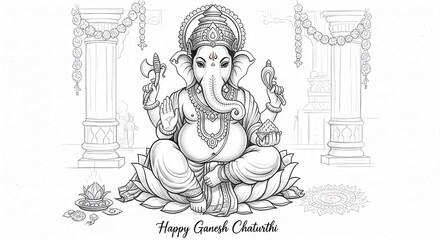 illustration of Lord Ganpati for Ganesh Chaturthi festival of India, Ganesh chaturthi for greeting,card, poster background.