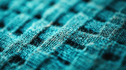 Fototapeta premium Close-up view of a textured teal fabric.