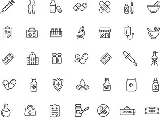 Vector Medical and Pharmacy Line Icons for Healthcare, Hospital, and Wellness Design.