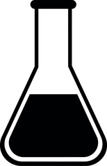 Black erlenmeyer flask with liquid science icon