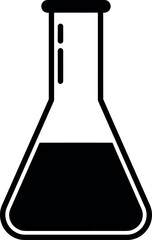 Laboratory flask with liquid science icon