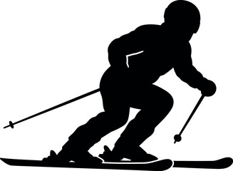 Silhouette of a skier in motion