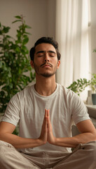 Meditation at home, vertical format