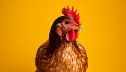 Close-up of chicken on bright background