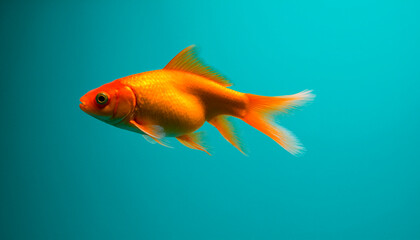 Single goldfish on birch bark background

