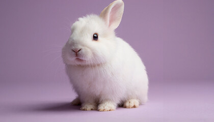 Cute domestic rabbit with one ear