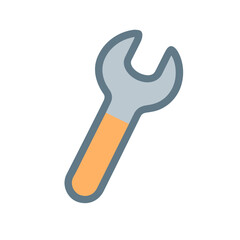 Wrench tool in flat design with orange handle on a transparent background  