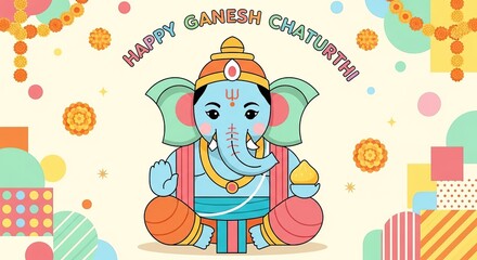 Obraz premium illustration of Lord Ganpati for Ganesh Chaturthi festival of India, Ganesh chaturthi for greeting,card, poster background.