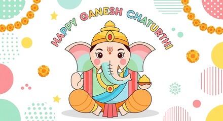 illustration of Lord Ganpati for Ganesh Chaturthi festival of India, Ganesh chaturthi for greeting,card, poster background.