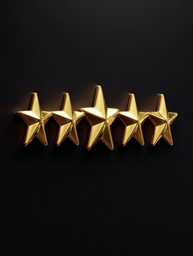 5 star gold rating icon isolated on white background. Score ranking and review symbol for feedback and evaluation designs black background.