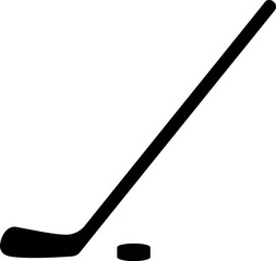 Hockey stick and puck silhouette icon